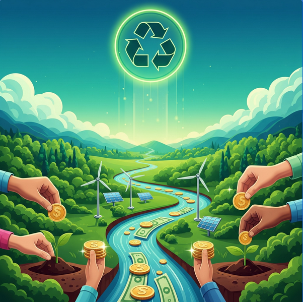 Charts showing green investment growth